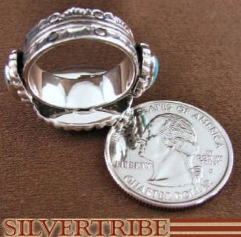 Turquoise And Multicolor Inlay Sterling Silver Ring Size 8-3/4 AS42839